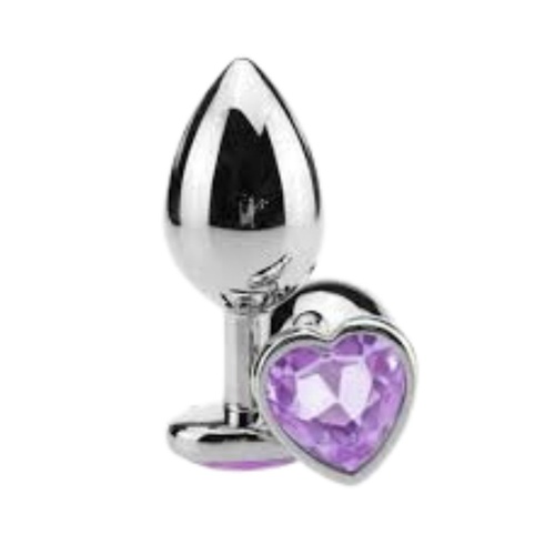 Plug Anal Aço Coração Lilas Tamanho G