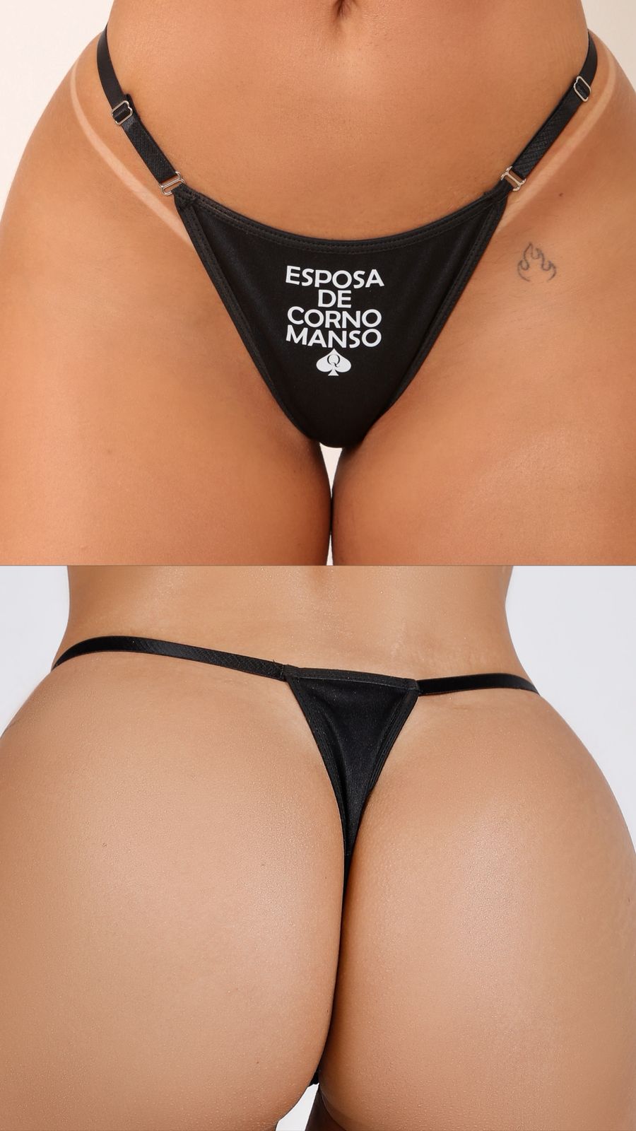 Calcinha Fetiche Com Frase E AcessóRio Preta