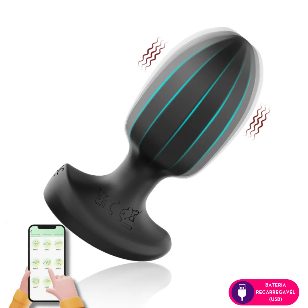 Plug anal vibratório por aplicativo em silicone