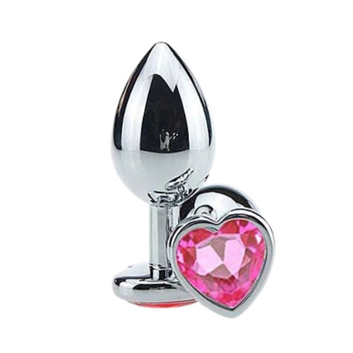 Plug Anal Aço Coração Rosa Tamanho G
