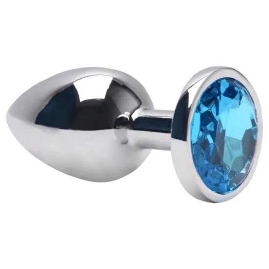 Plug Anal De AçO InoxidáVel Com Cristal Redondo Azul Ceu Tam P