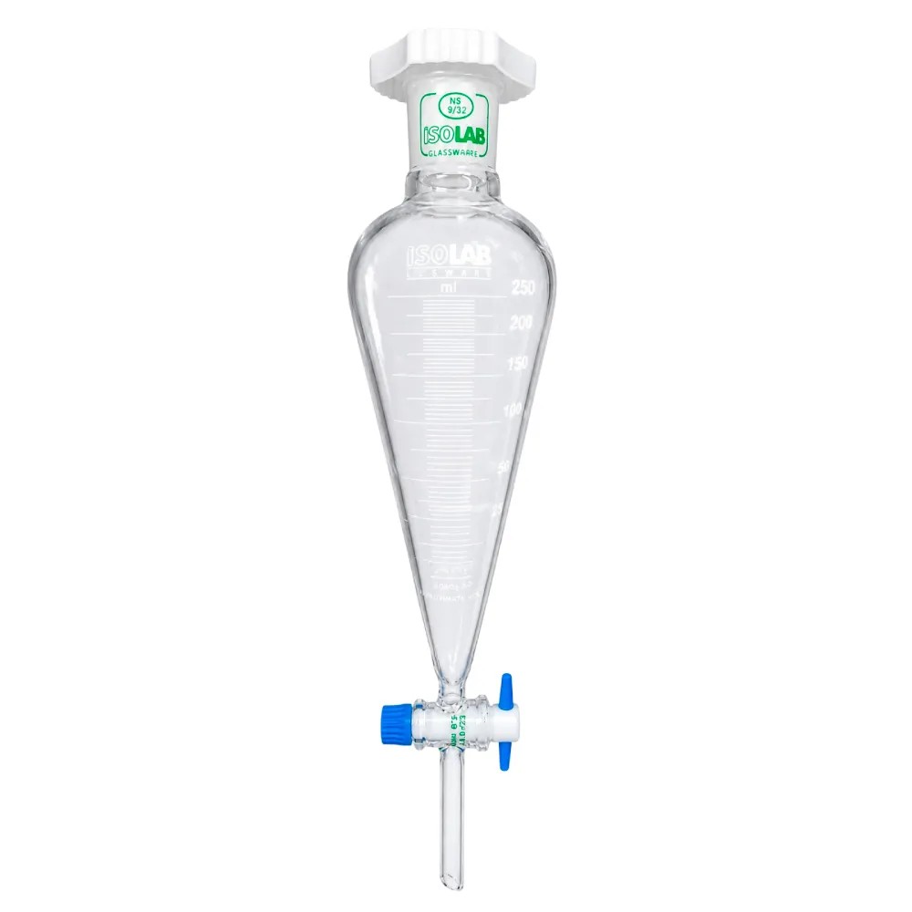 Pera 250ml Vidrio Embudo de Separación Graduado Boro 3.3 - ISOLAB | Stock: 20 - SAP: 022030008