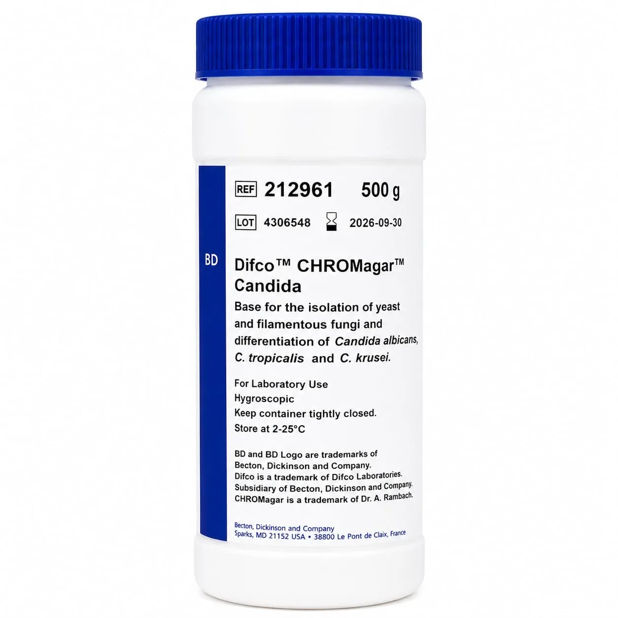 CHROMagar™ Candida x 500g REF: 212961 - BD MEDIOS DE CULTIVO | Stock: 5 - SAP: 064010125