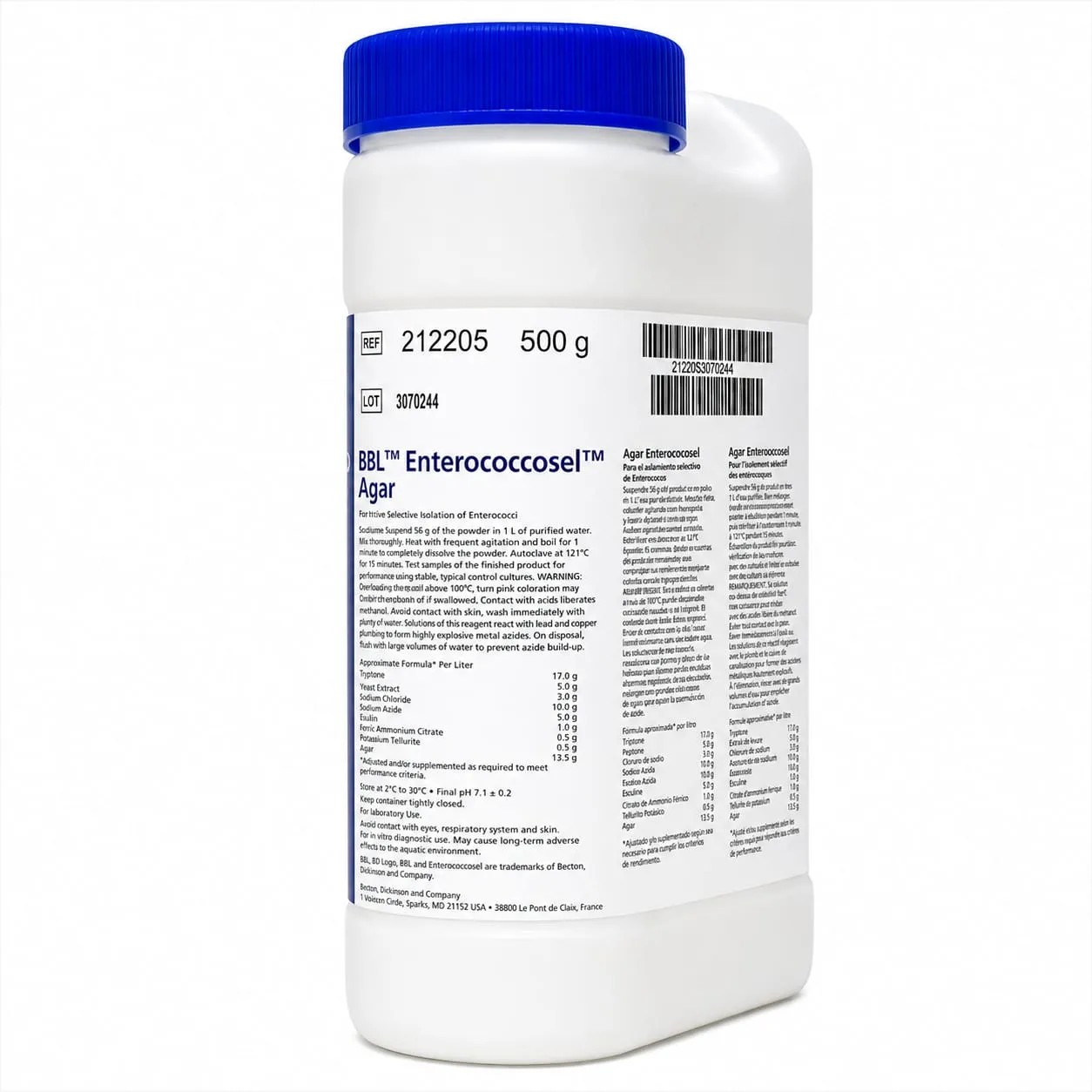 Enterococcosel Agar (Bile Esculin Azide Agar) X 500g REF: 212205 - BD MEDIOS DE CULTIVO | Stock: 5 - SAP: 064010130