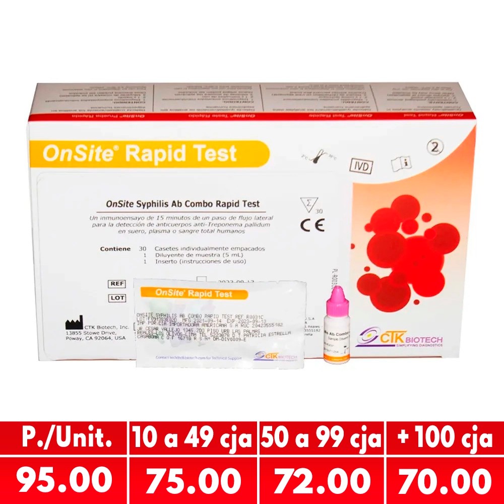 Sífilis X 30 Test Rapid Test Cassette - CTKBIOTECH | Stock: 0 - SAP: 085010026