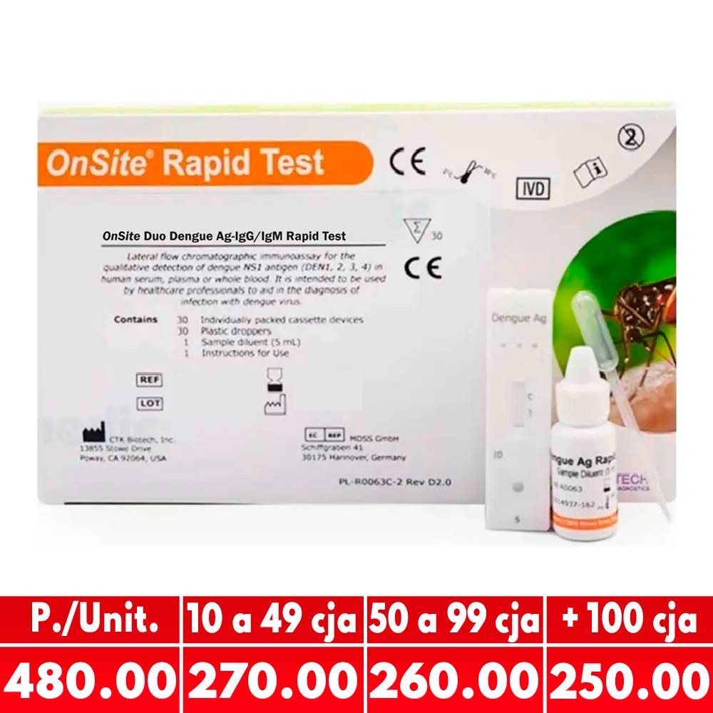 Dengue X 30 Test NS1/IGG/IGM Rapid Test Cassette - CTKBIOTECH | Stock: 64 - SAP:085010033