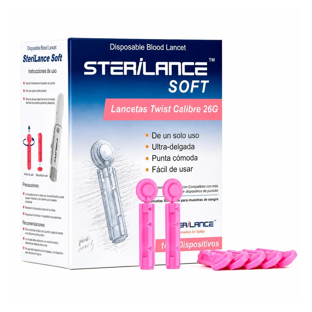 Lanceta Esteril 26g Caja x 100 Unds - Modelo: Soft - STERILANCE | Stock: 100 - SAP: 089030003