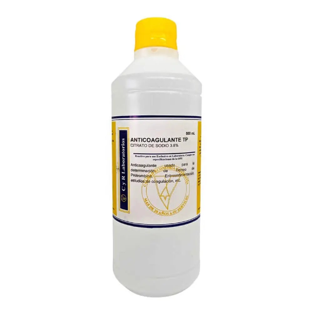 Citrato de Sodio 3.8% X 500ML (Tiempo De Protrombina) - CYR | Stock: 0 - SAP: 141010001