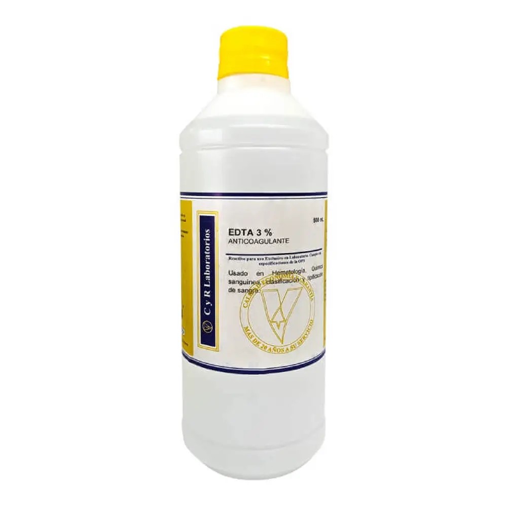 Edta Al 3% X 500ML (Anticoagulante Para Toma De Muestra) - CYR | Stock: 3 - SAP: 141010002