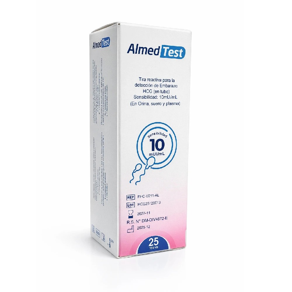 HCG x 25 Test Rapid Test (Suero/Plasma/Orina) Tiras - ALMED | Stock: 100 - Vto. 30/11/27 - SAP: 169020014