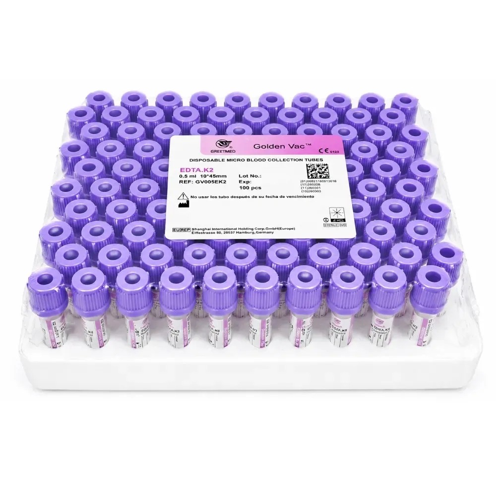 Microtubo Tapa Lila 0.5ml Con EDTA K2 X 50 Unds - GOLDEN VAC | Stock: 500 - SAP: 171020016