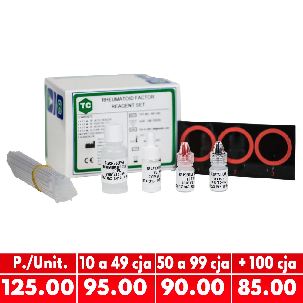 Factor Reumatoideo Látex  X 100 Test (2A8ºC) RF - TECO | Stock: 190 - Vto. 30/08/27 - SAP: 176010003