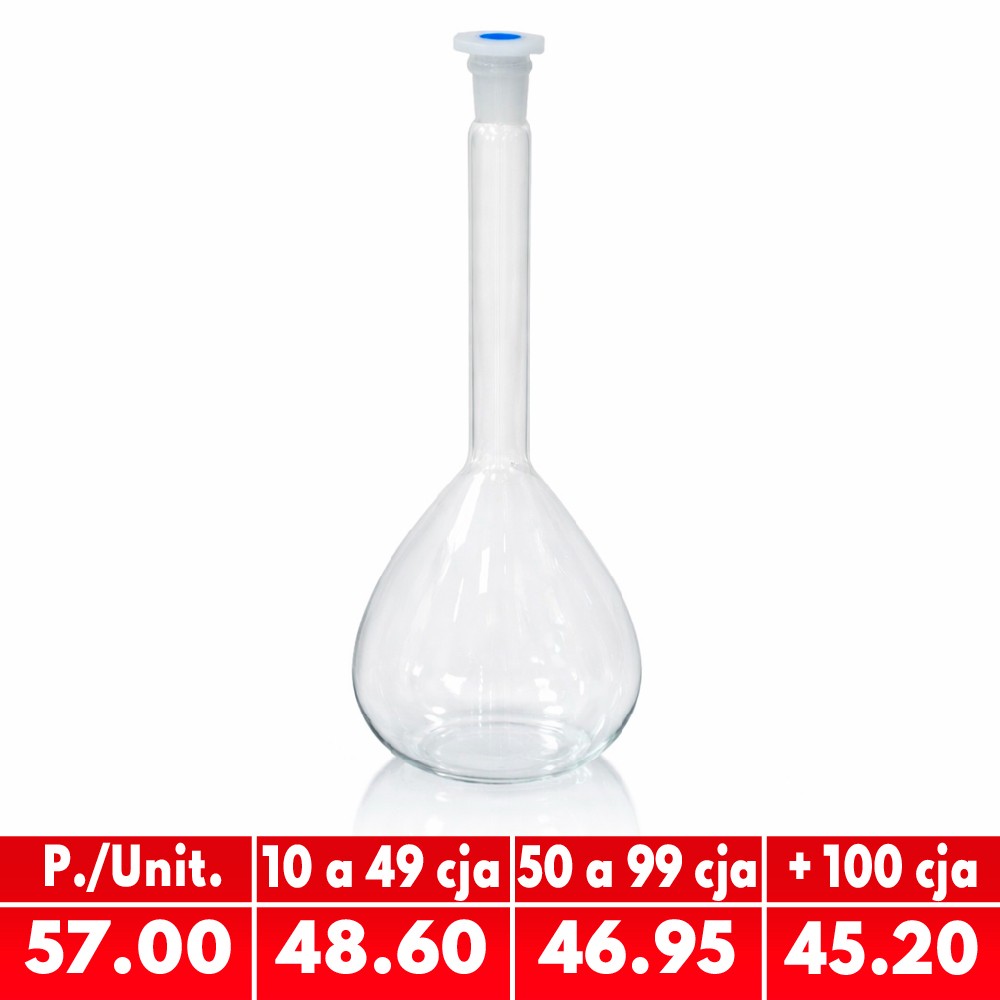 Fiola 1000ML Vidrio Clase «A» Graduado - EUROLAB | Stock: 100 - SAP: 180030005