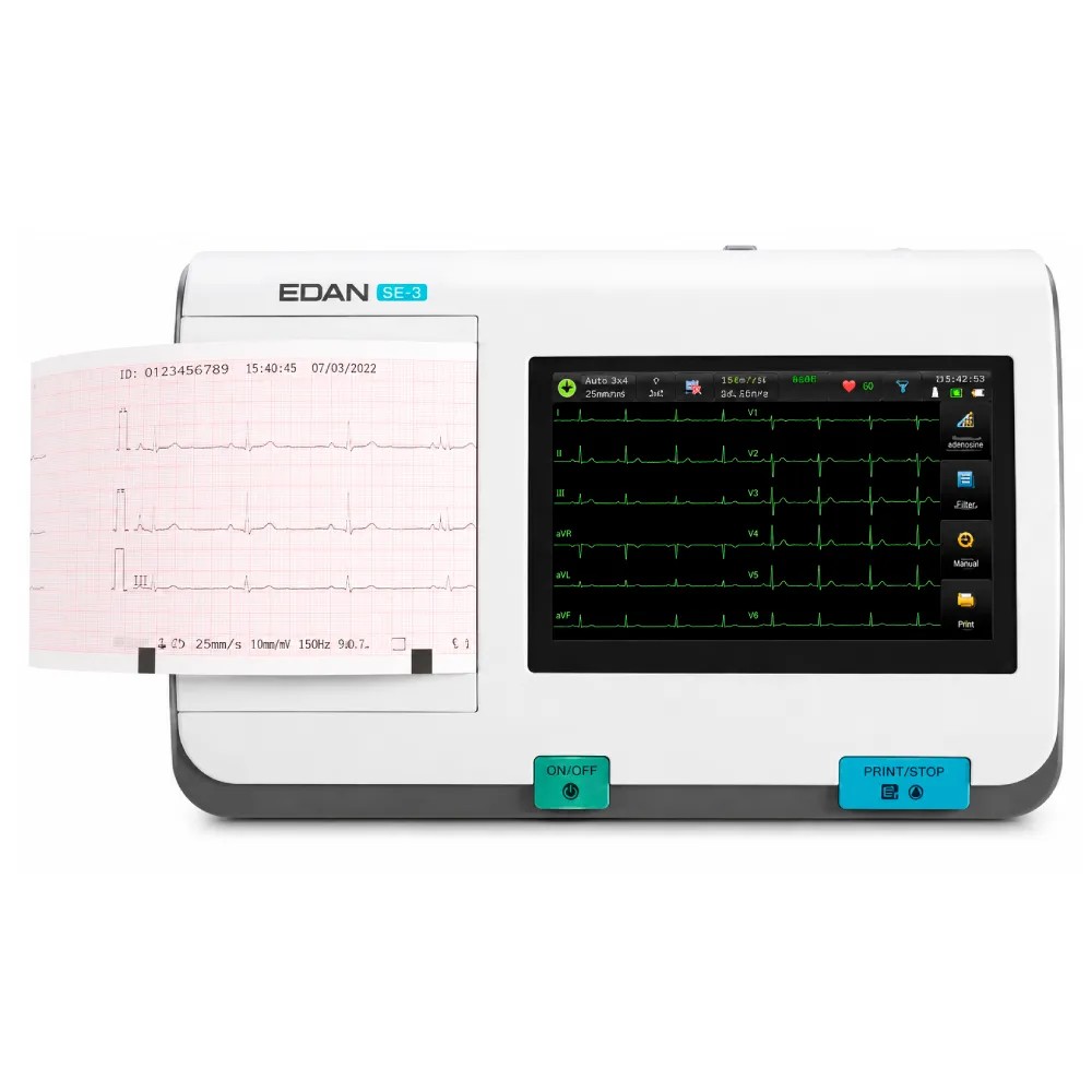 Electrocardiografo 3 Canales  Pantalla LCD Tactil 5" (ECG) Interpretativo 80mm – Modelo: SE-301 - EDAN | Stock: 3 - SAP: 194020025