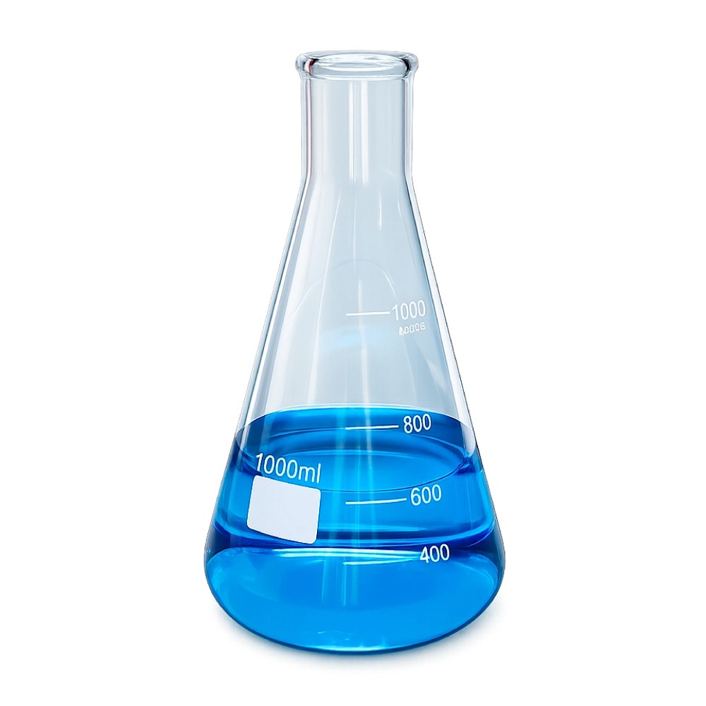 Matraz Erlenmeyer 1000ML Vidrio Boro 3.3 - CHINA | Stock: 300 - SAP: 204020059