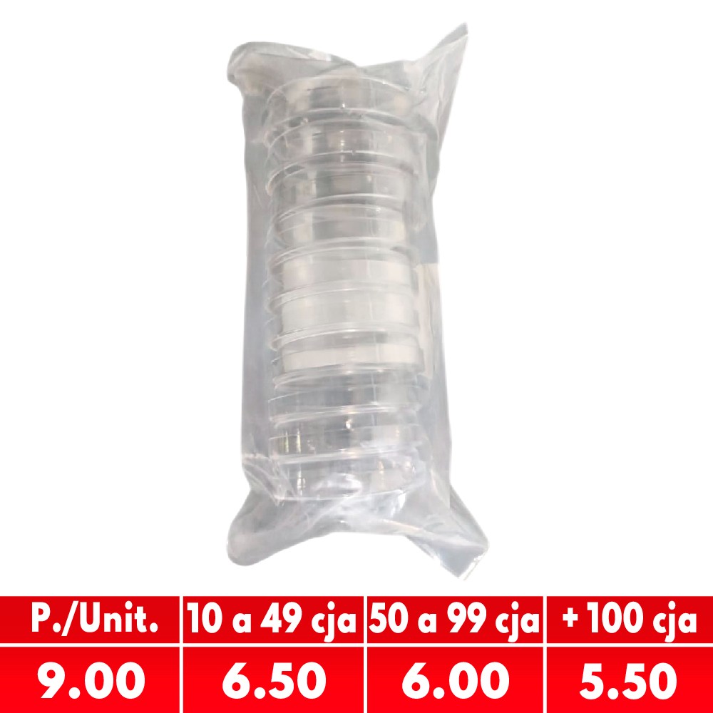 Placa Petri de Plastico 60X15MM Esteril Sin Divisiones Bolsa X 10 Unds - CHINA | Stock: 10000 - Vto. 30/08/27 - SAP: 204020162