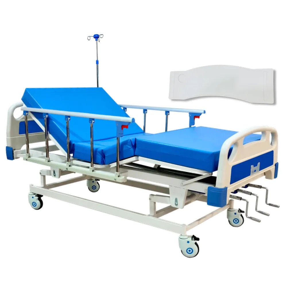 Cama Clínica con 3 Manivelas MEDIPLUST + Colchón Articulado+Mesa Bandeja+Porta Suero - CHINA | Stock: 5 - SAP: 204020574