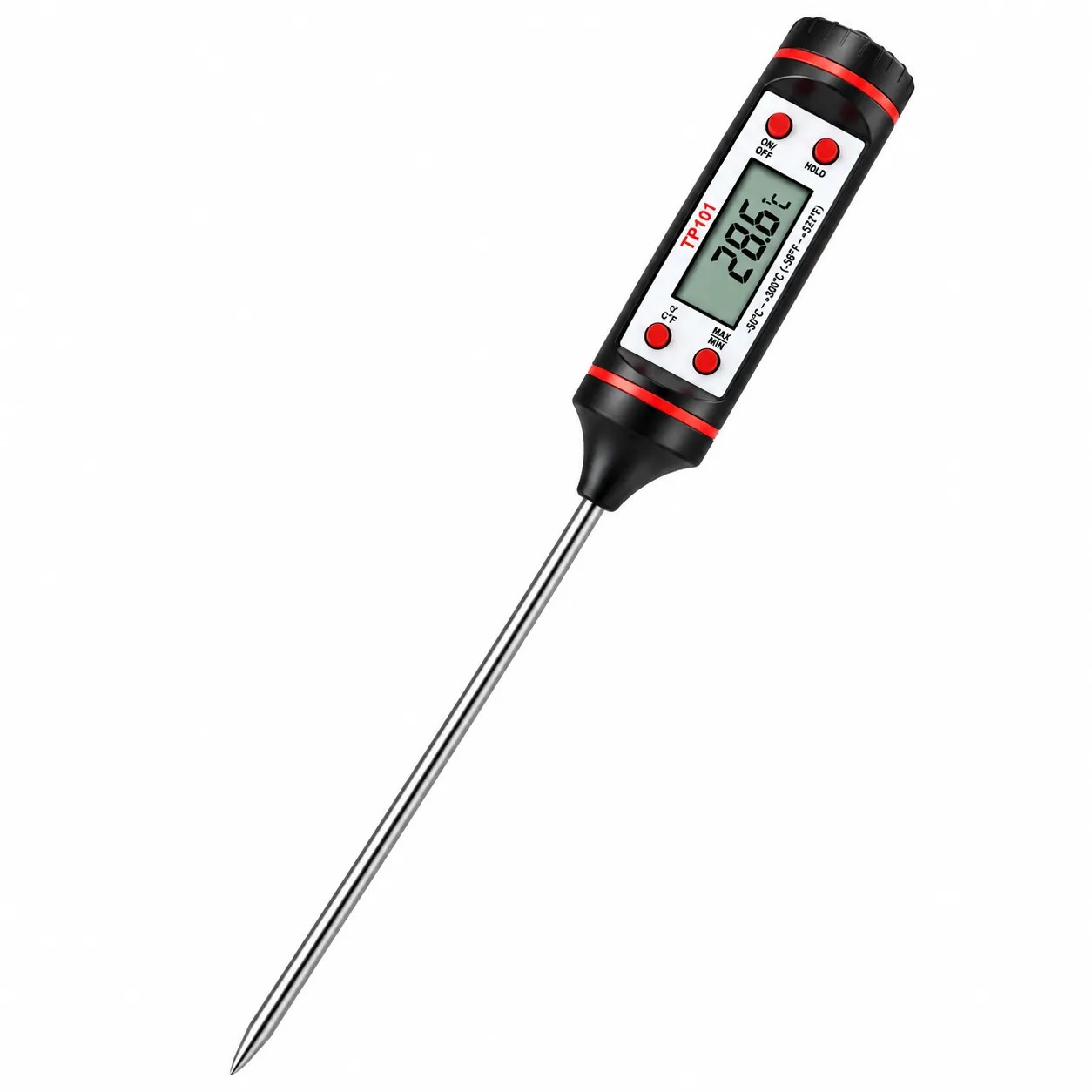 Termómetro P/Alimentos y Liquidos Digital C/Vástago Largo 15cm R/T -50°C a 300°C - CHINA | Stock: 50 - SAP: 204020613