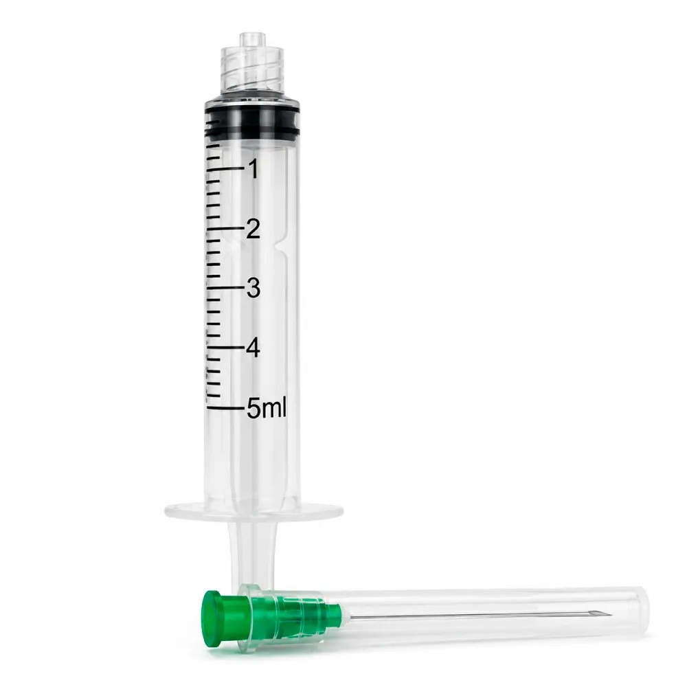 Jeringa Hipodérmica Estéril de 5ml C/Aguja 21Gx1 1/2" Caja x 100 Unds - CHINA | Stock: 100 - SAP: 204030708
