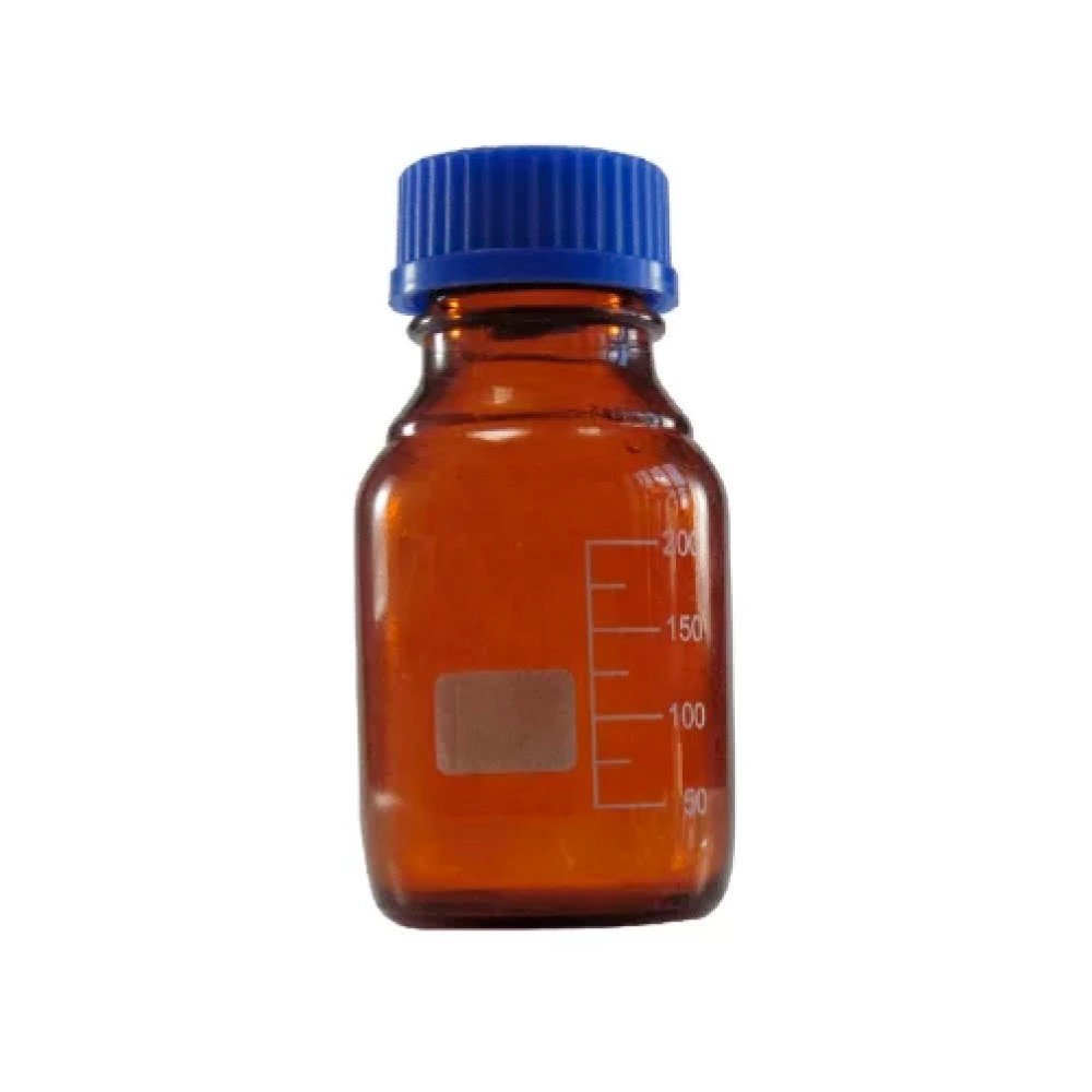 Frasco 250ML Vidrio Ámbar Con Tapa Azul Graduado Boro 3.3 - CHINA | Stock: 500 - SAP: 204130015