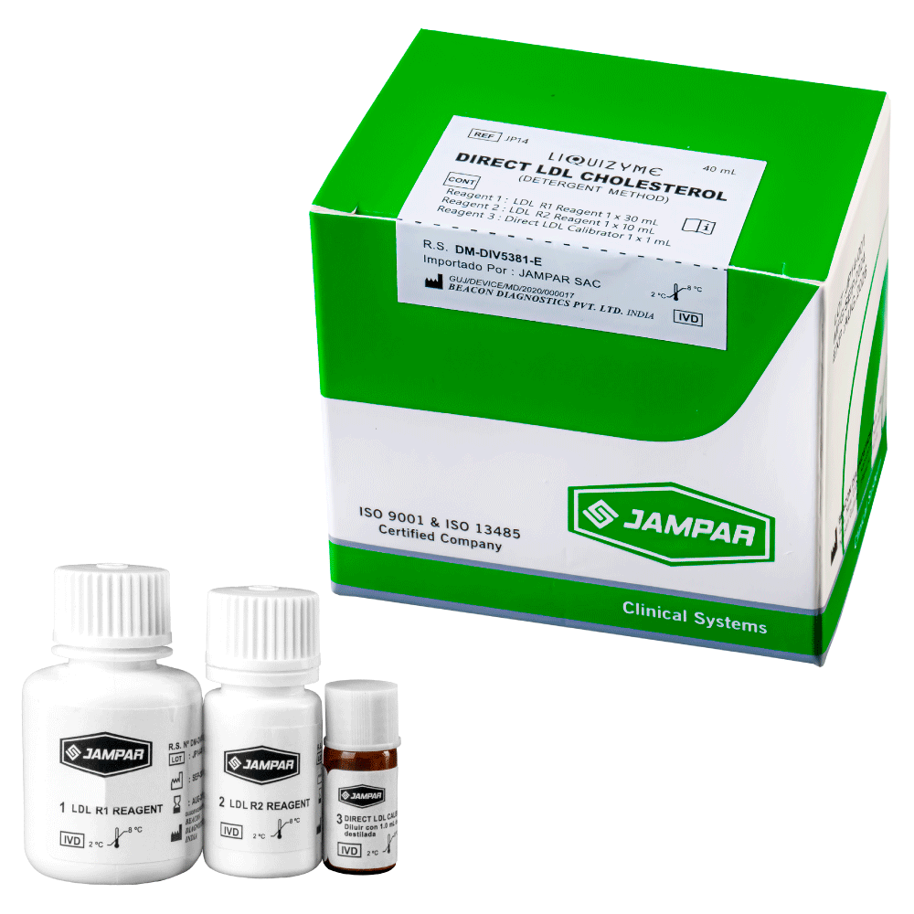 Ldl Colesterol Directo X 40Ml (R1-1X30Ml, R2-1X10Ml + Calibrador 1X1Ml) - JAMPAR | Stock: 0 - SAP: 261010014