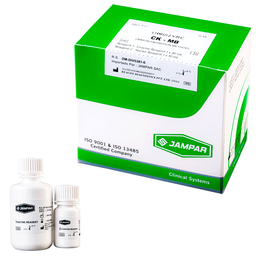 Ck-Mb X 50Ml (R1-1X40Ml, R2-1X10Ml + Estándar 1X3Ml) - JAMPAR | Stock: 3 - SAP: 261010033