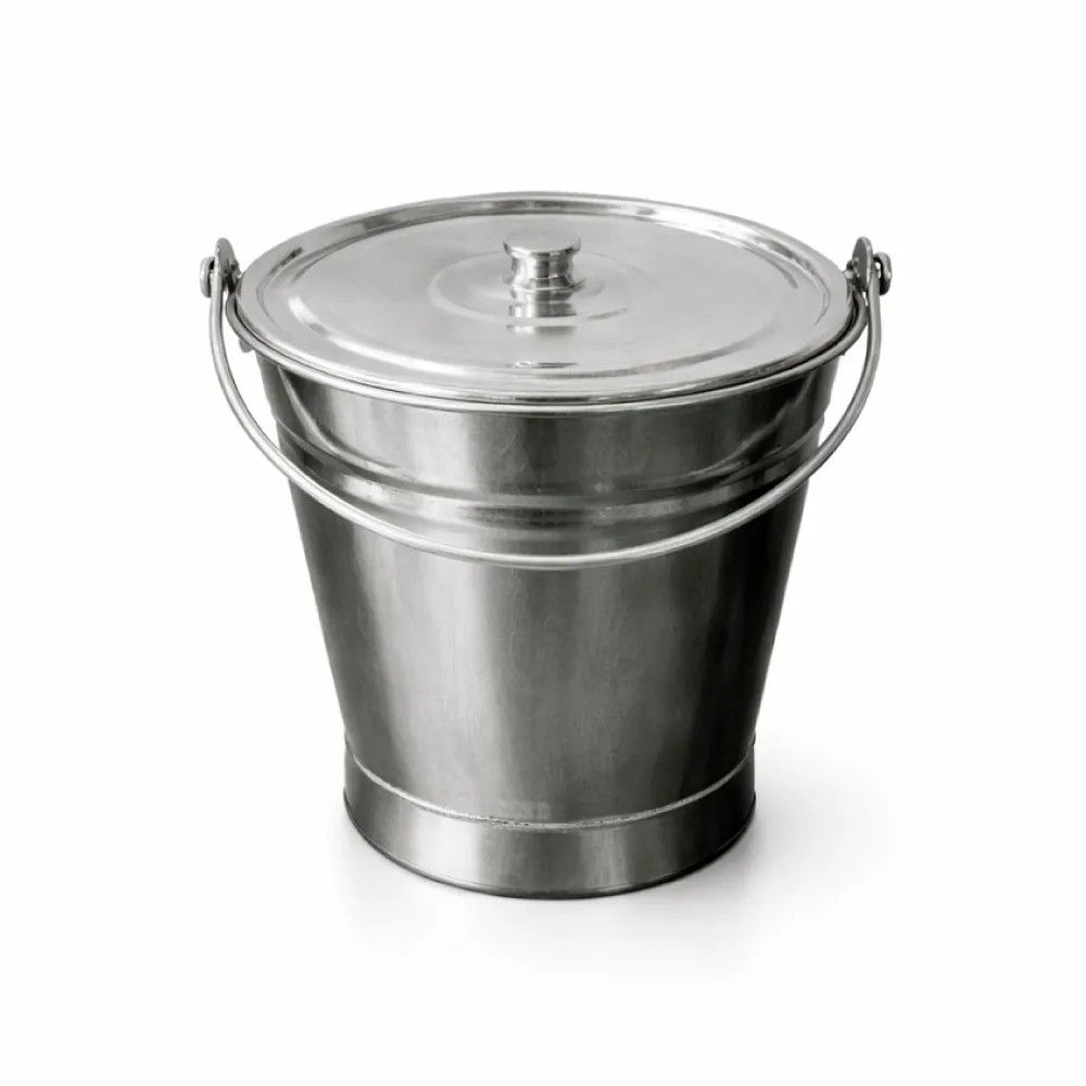 Balde 20 Litros 35cm Alto x 32cm Diámetro con Tapa Acero Inoxidable - NACIONAL | Stock: 100 - SAP: 266020262