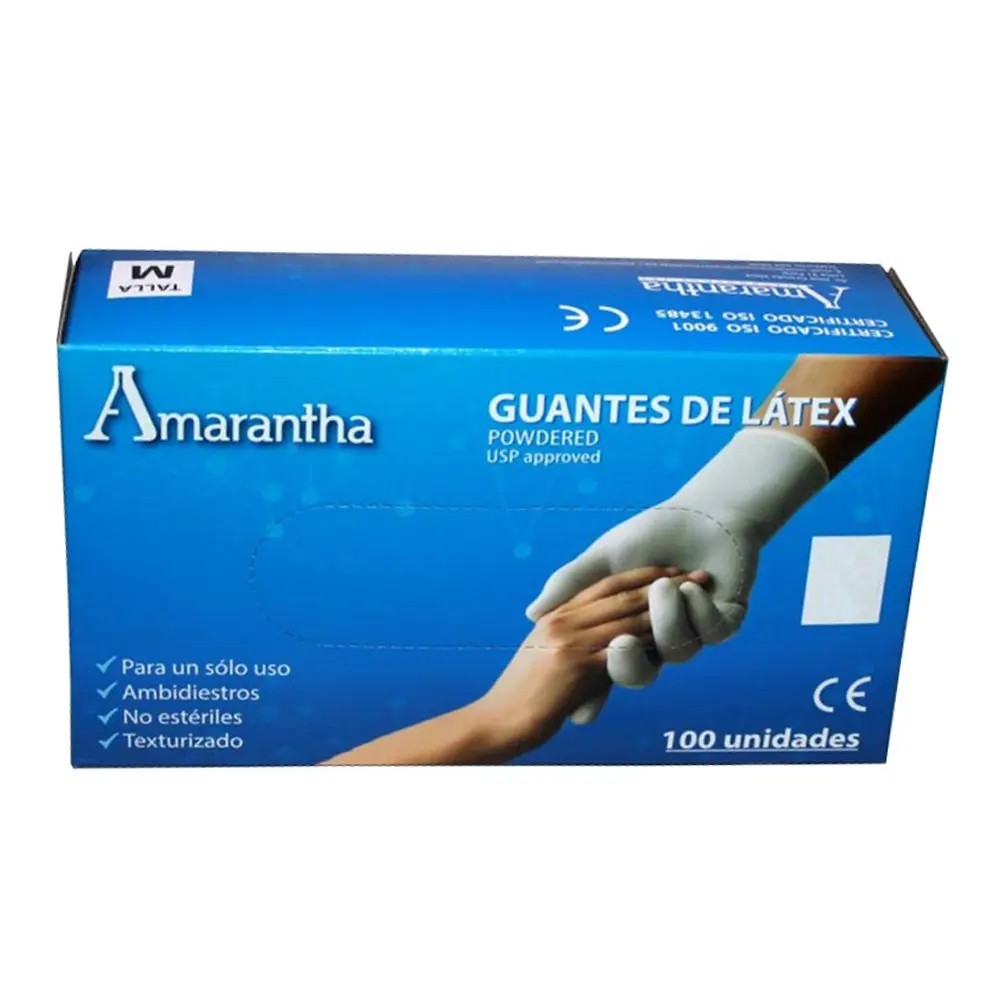 Guantes de Latex No Esteril Talla "M" Caja x 100 Unidades - AMARANTHA TAILANDIA | Stock: 100 - SAP: 272030001