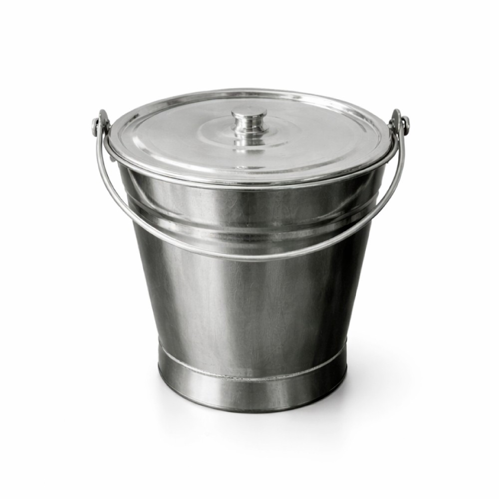 Balde con Tapa de Acero Inoxidable 30cm Alto X27cm de Diámetro - NACIONAL | Stock: 100 - SAP: 266020010