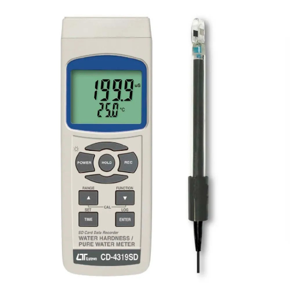 Medidor de Dureza C/Conductividad y pureza de agua C/dataloger modelo CD-4319SD - LUTRON | Stock: 2 - SAP: 350020001
