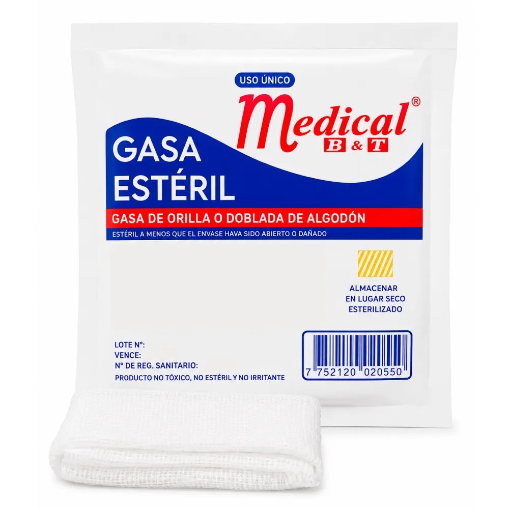 Gasa Esteril 5cm x 5cm x Unidad - MEDICAL B&T | Stock: 100 - SAP: 407030008