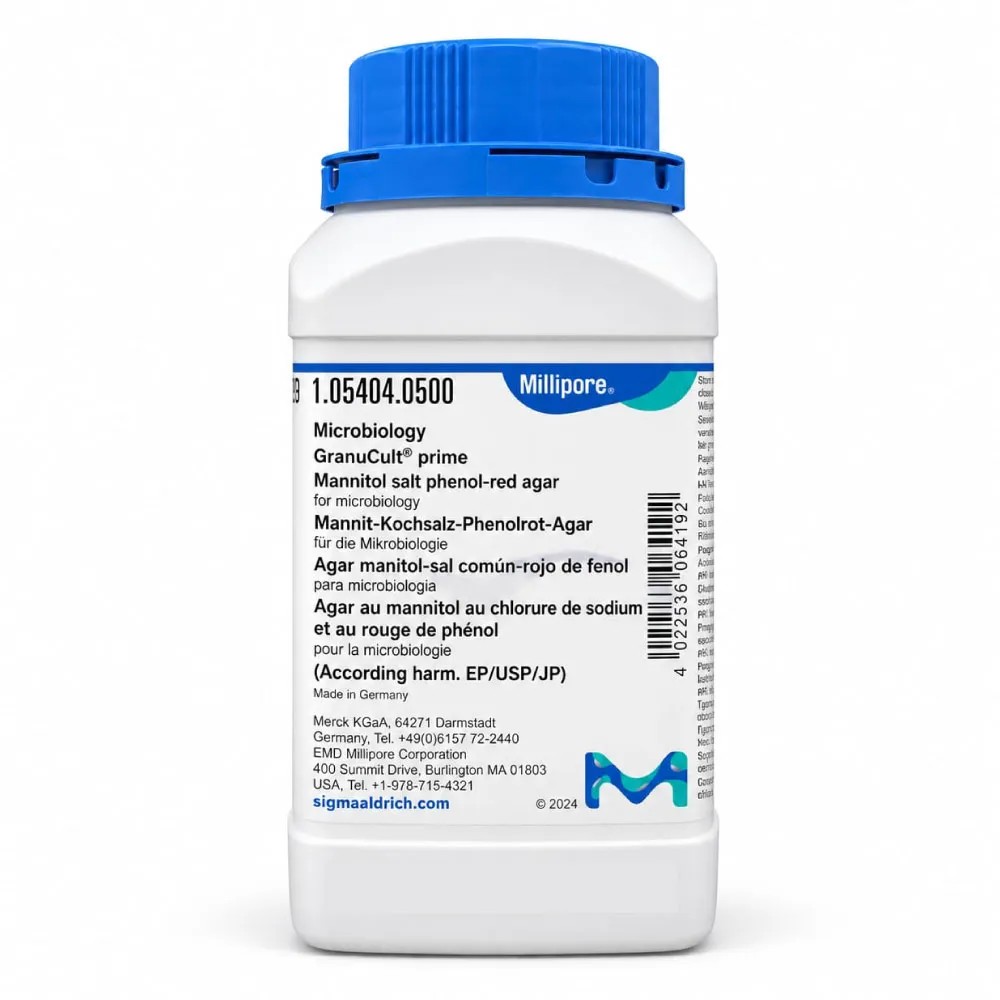 Agar Manitol salado  común Rojo de Fenol X 500g REF: 105404 - MERCK | Stock: 5 - SAP: 412010014