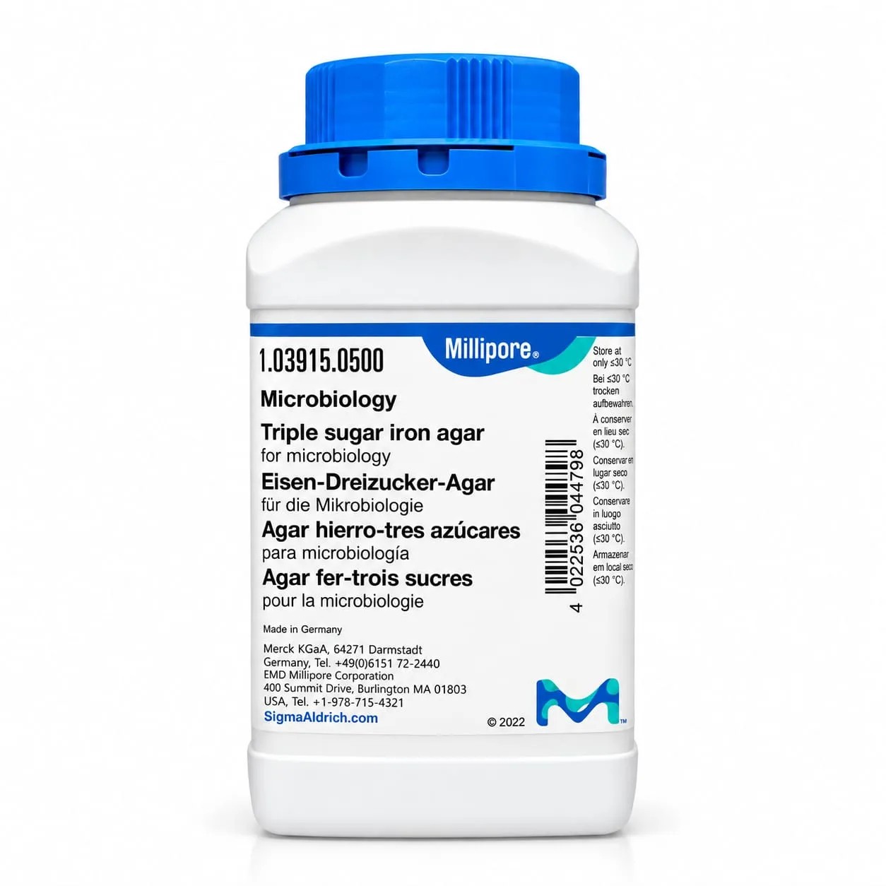 TSI Agar x 500g (Triple Sugar Iron Agar) – REF: 103915 - MERCK | Stock: 5 - SAP: 412010019
