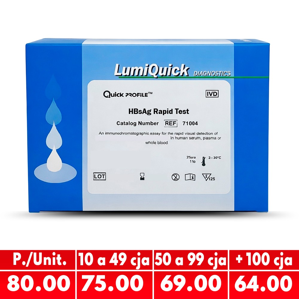Hepatitis «B» X 25 Test (HBsAg) Rapid Test Cassette - LUMIQUICK | Stock: 260 - Vto. 19/05/27 - SAP: 226020004