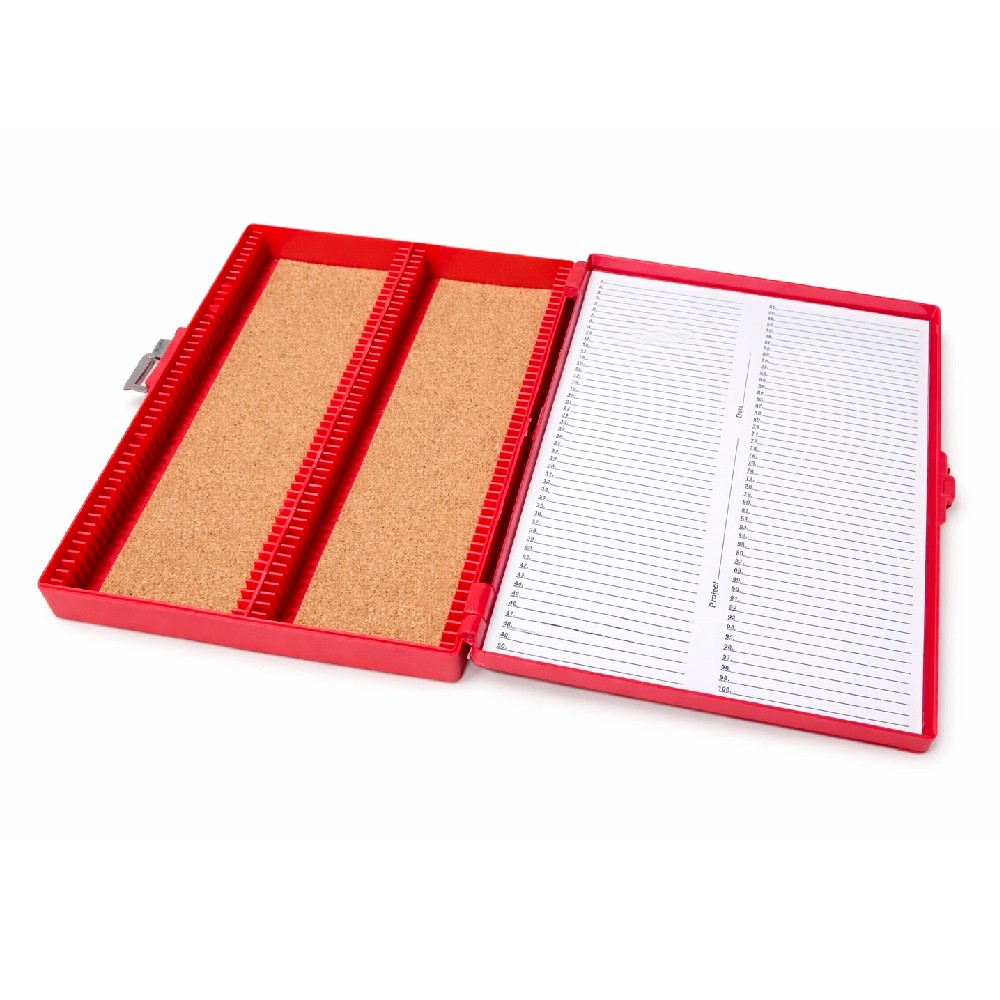 Caja Color Rojo Para 100 Laminas Portaobjeto Modelo 97-0128 - PREMIERE | Stock: 0 - SAP: 215020004