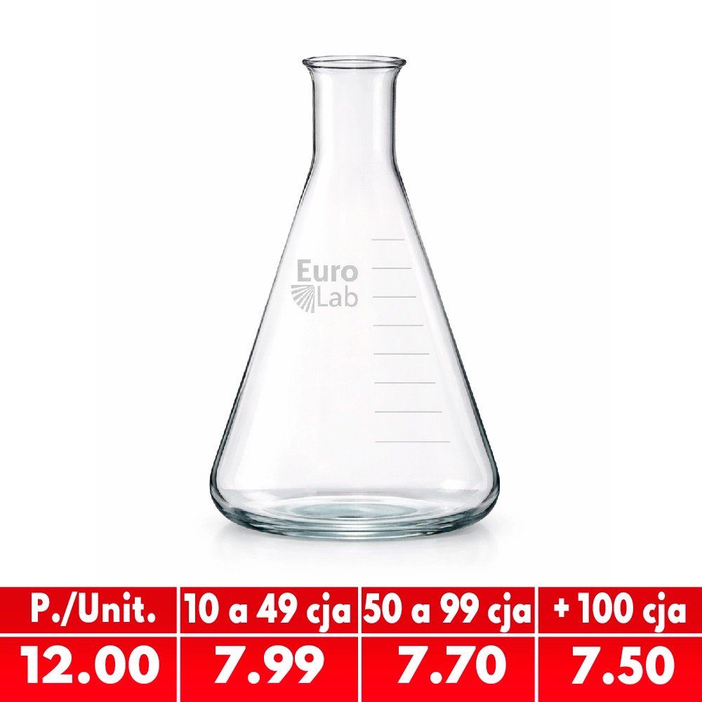 Matraz Erlenmeyer 100ML Vidrio Boro 3.3 - EUROLAB | Stock: 350 - SAP: 180020014