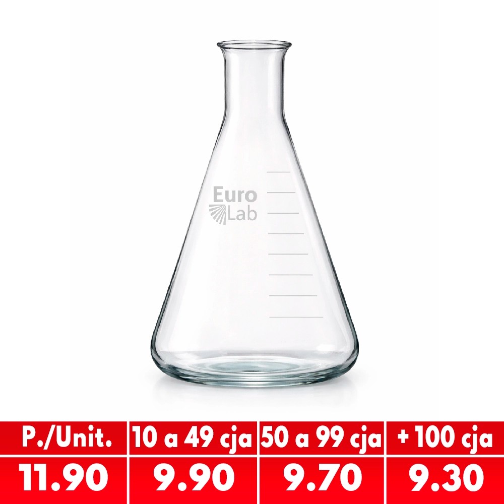 Matraz Erlenmeyer 250ML Vidrio Boro 3.3 - EUROLAB | Stock: 15 - SAP:180020100