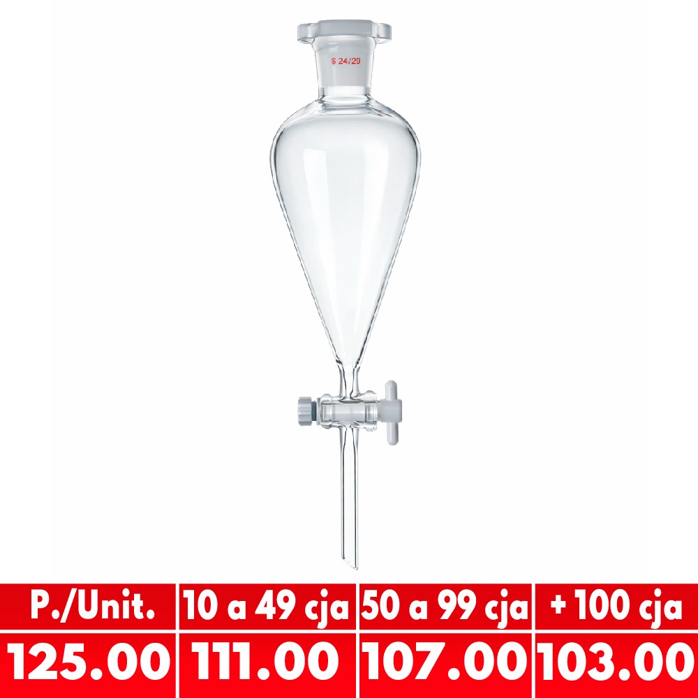 Pera 500ML Vidrio  Embudo De Separación - EUROLAB | Stock: 200 - SAP: 180020117