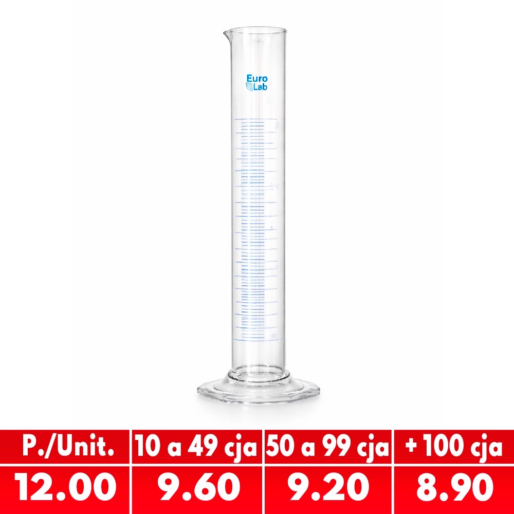 Probeta 10ML Vidrio Base Hexagonal Graduado - EUROLAB | Stock: 500 - SAP: 180020138