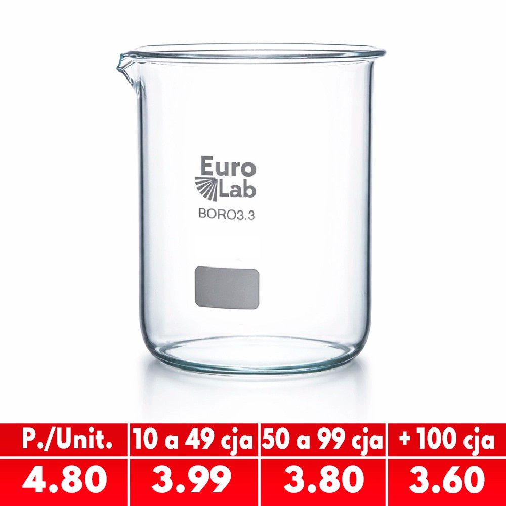 Vaso 150ML Vidrio Precipitación Boro 3.3 - EUROLAB | Stock: 1000 - SAP: 180020180