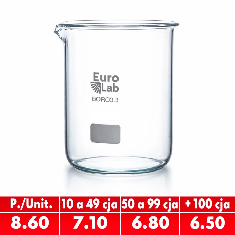 Vaso 400ML Vidrio Precipitación Boro 3.3 - EUROLAB | Stock: 500 - SAP: 180020185