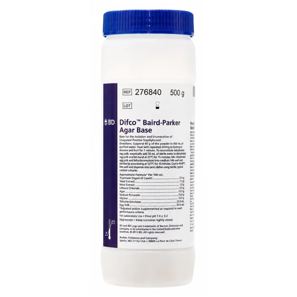 Baird Parker Agar Base x 500gr - REF: 276840 - BD MEDIOS DE CULTIVO | Stock: 5 - SAP: 064010095