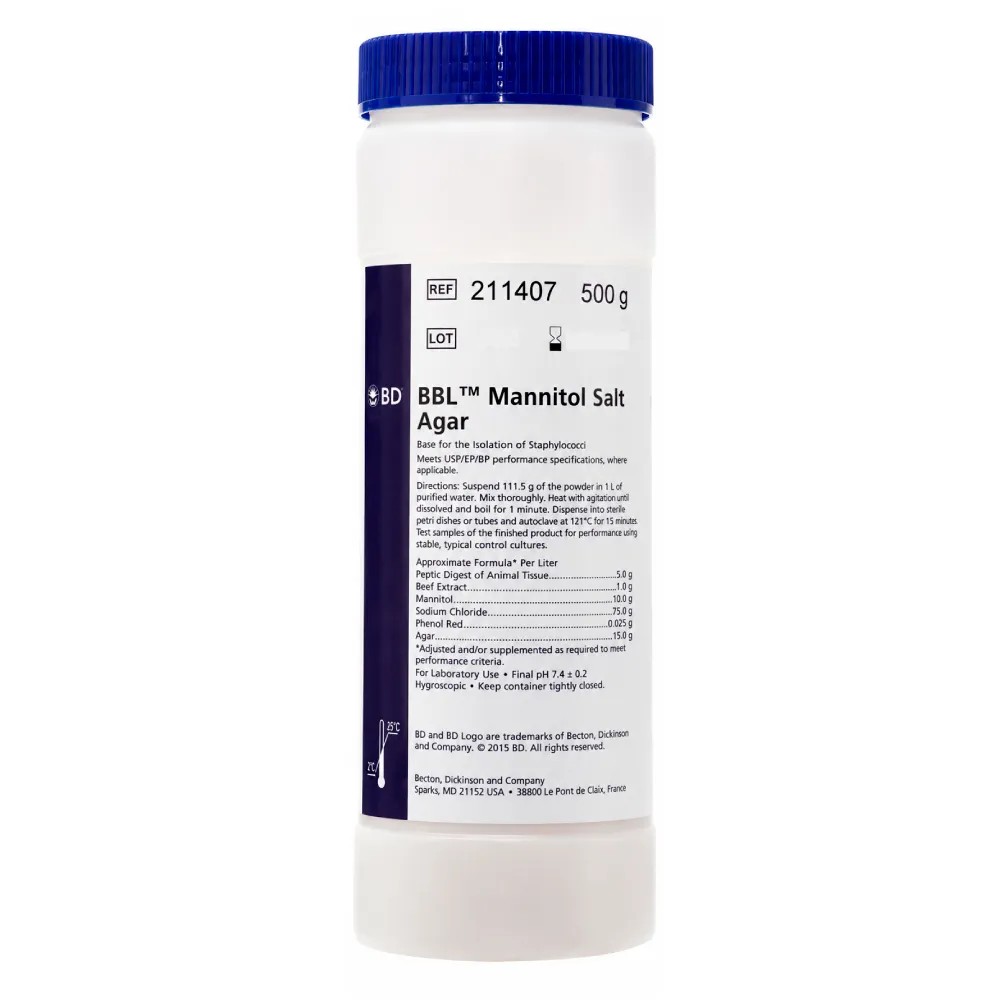 Mannitol Salt Agar x 500gr - REF: 211407 - BD MEDIOS DE CULTIVO | Stock: 5 - SAP: 064010097