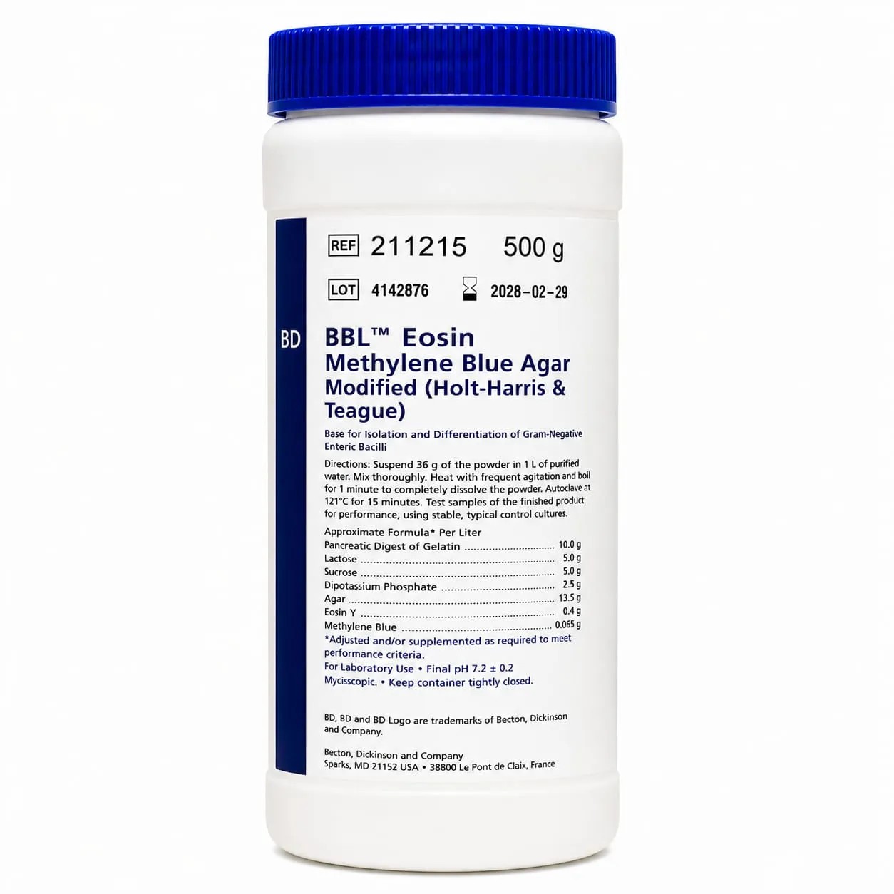EMB (Eosina y Azul de Metileno) X 500g REF: 211215 - BD MEDIOS DE CULTIVO | Stock: 5 - SAP: 064010128