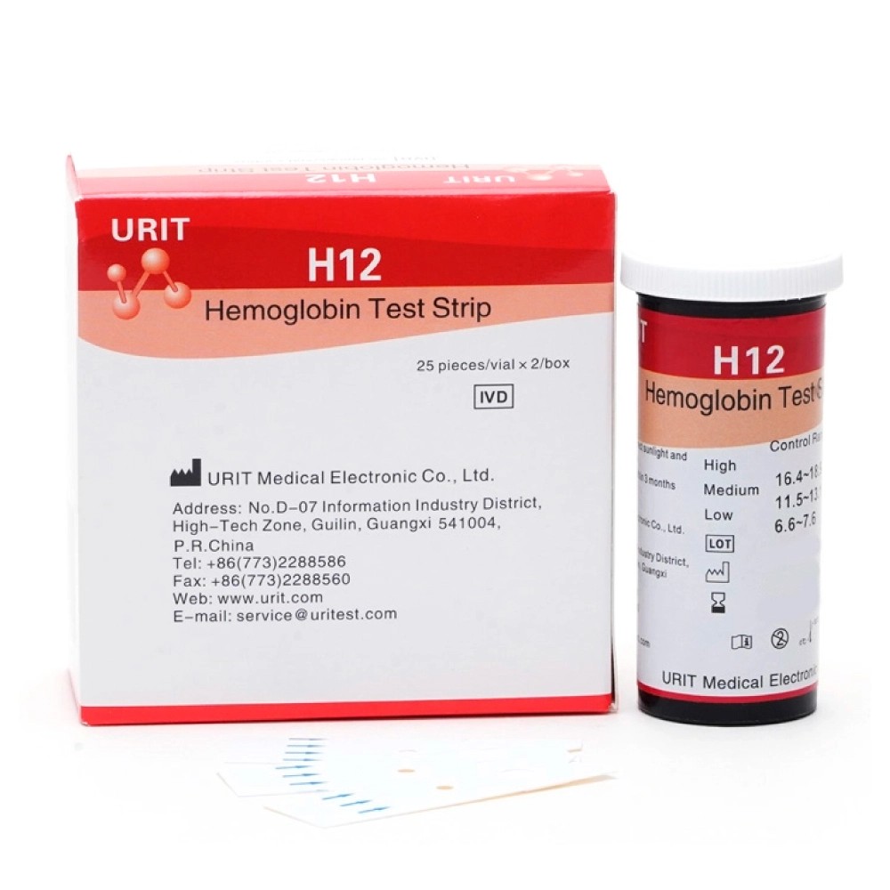 Tiras Reactivas P/Hemoglobina frasco x 25 tests Modelo H12 - URIT | Stock: 65 - SAP: 077010025