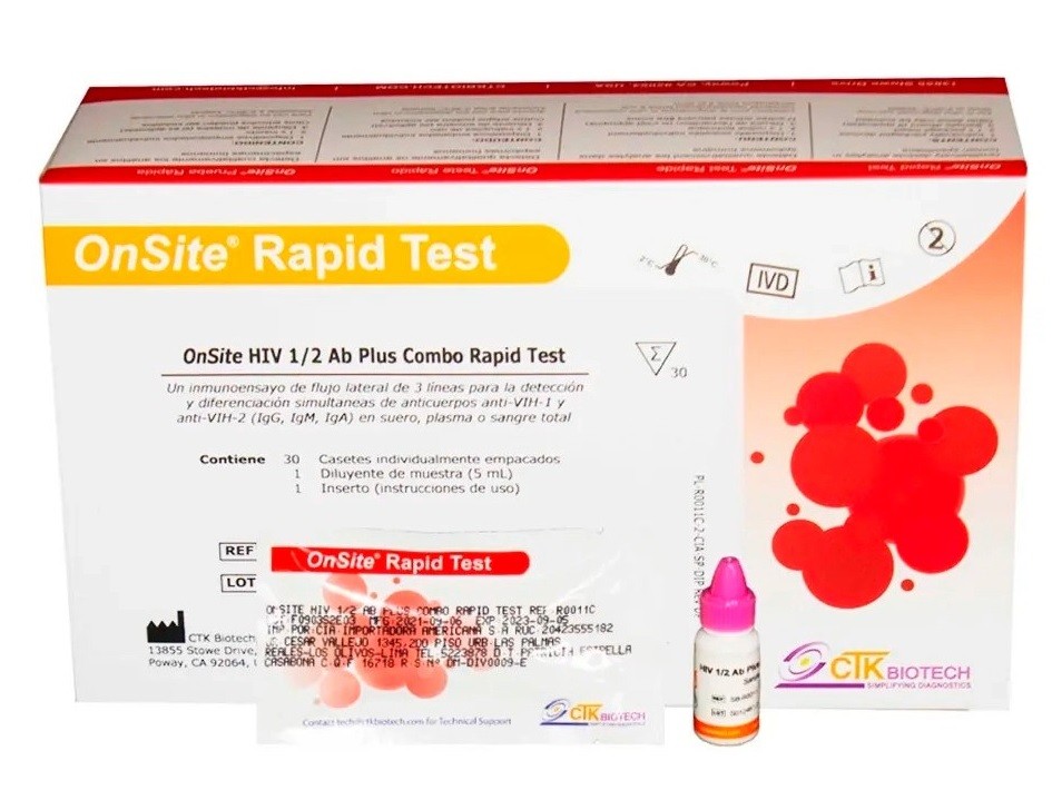 Hiv 1/2 X 30 Test (Ab Plus Combo) Rapid Test Cassette - CTKBIOTECH | Stock: 2 - Vto. 11/06/27 - SAP: 085010023
