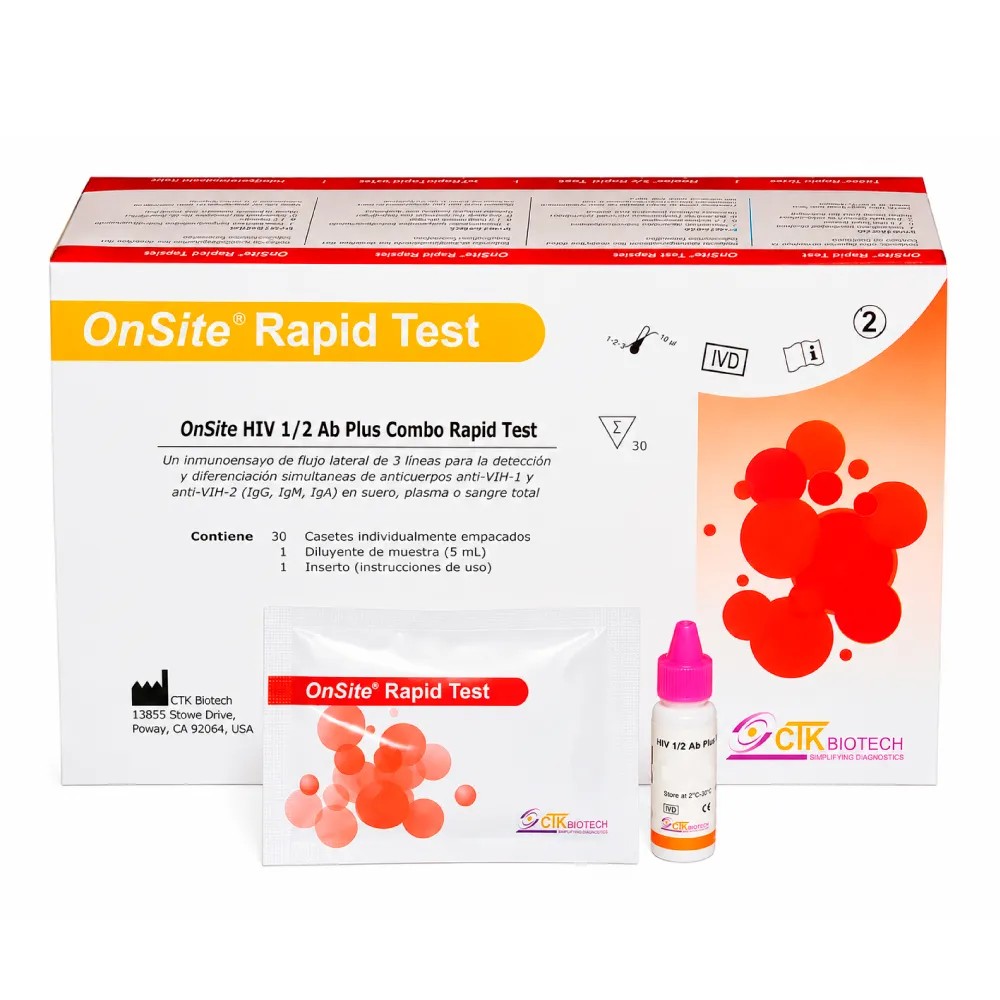 HIV 1/2 x 30 Test (Ab Plus Combo) Rapid Test Cassette - CTKBIOTECH | Stock: 300 - Vto. 30/06/28 - SAP: 085010023