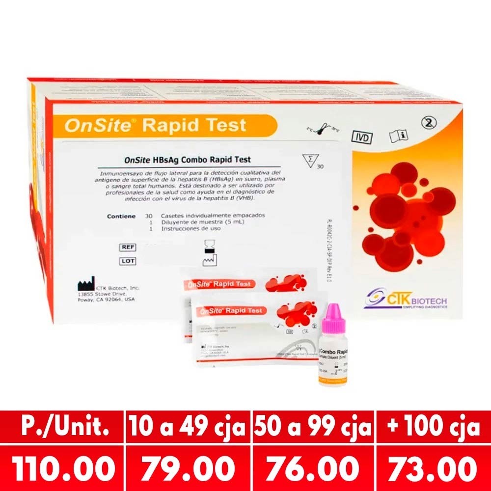 Hepatitis «B» X 30 Test (HBsAg) Rapid Test Cassette - CTKBIOTECH | Stock: 108 - SAP: 085010025