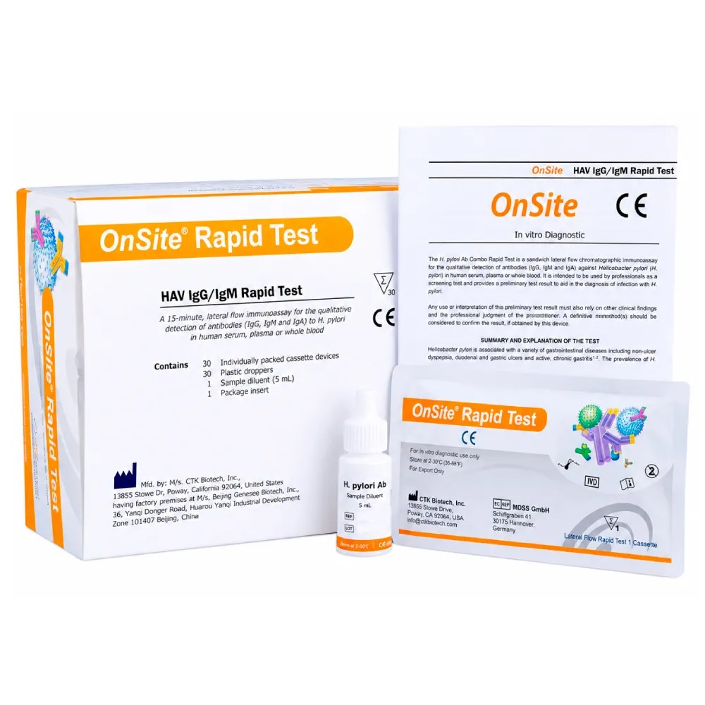 Hepatitis «A» x 30 Test IgG/IgM (HAV) Rapid Test Cassette - CTKBIOTECH | Stock: 2 - SAP: 085010028