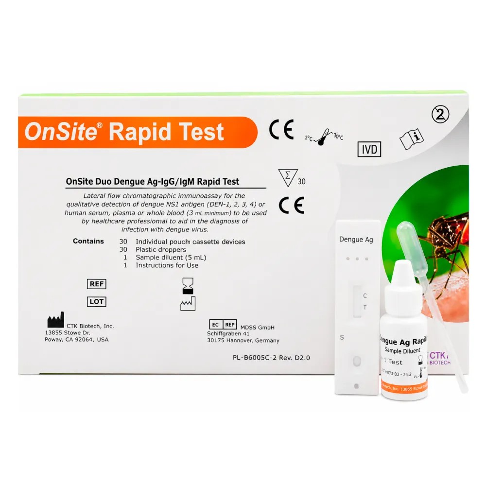 Dengue x 30 Test NS1/IgG/IgM (Suero/Plasma/Sangre Total) Rapid test Cassette - CTKBIOTECH | Stock: 27 - Vto. 24/06/28 - SAP: 085010033
